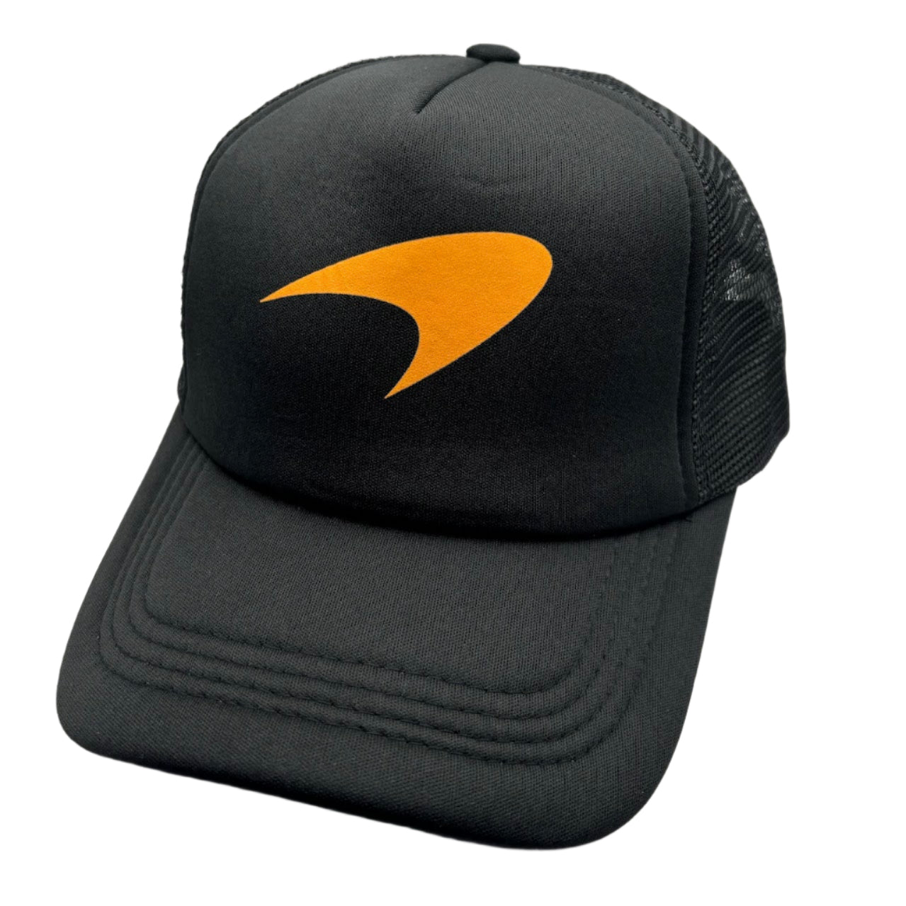 Official McLaren Formula 1 Team cap featuring papaya orange color, embroidered team logo, curved brim, and adjustable strap – ideal F1 merchandise for McLaren fans and motorsport collectors.