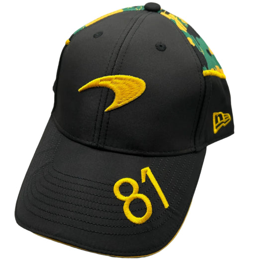 Official McLaren Formula 1 Team cap featuring papaya orange color, embroidered team logo, curved brim, and adjustable strap – ideal F1 merchandise for McLaren fans and motorsport collectors.