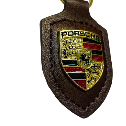 Premium Genuine Leather Porsche Keychain