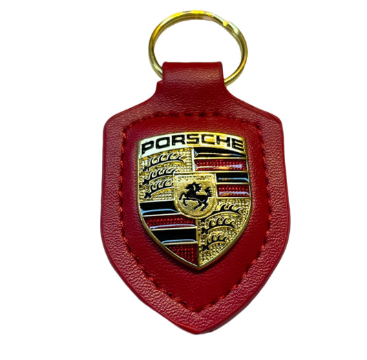 Premium Genuine Leather Porsche Keychain