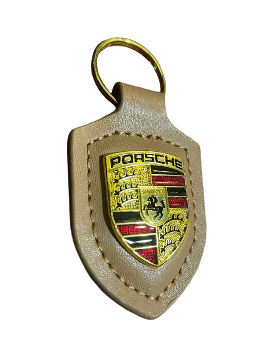Premium Genuine Leather Porsche Keychain