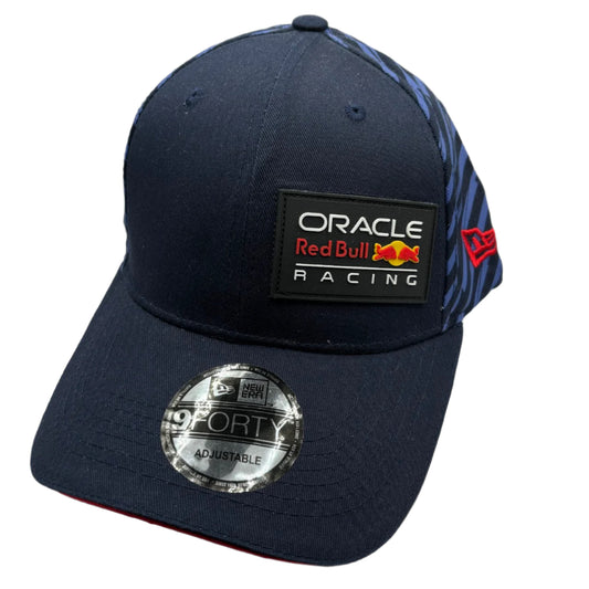 Official Oracle Red Bull Racing Formula 1 Team hat with navy blue design, bold team logo, curved brim, and adjustable fit – premium F1 cap for Max Verstappen fans and racing enthusiasts.