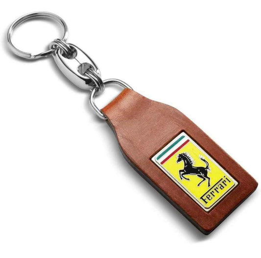 Scuderia Ferrari F1 Genuine Leather Keychain - Brown